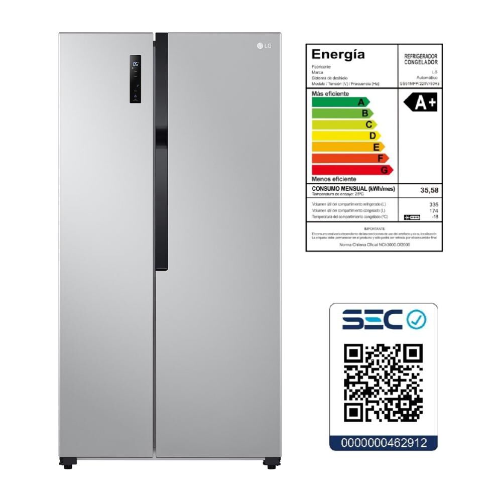 Refrigerador Side by Side LG GS51MPP / No Frost / 509 Litros / A+ image number 9.0