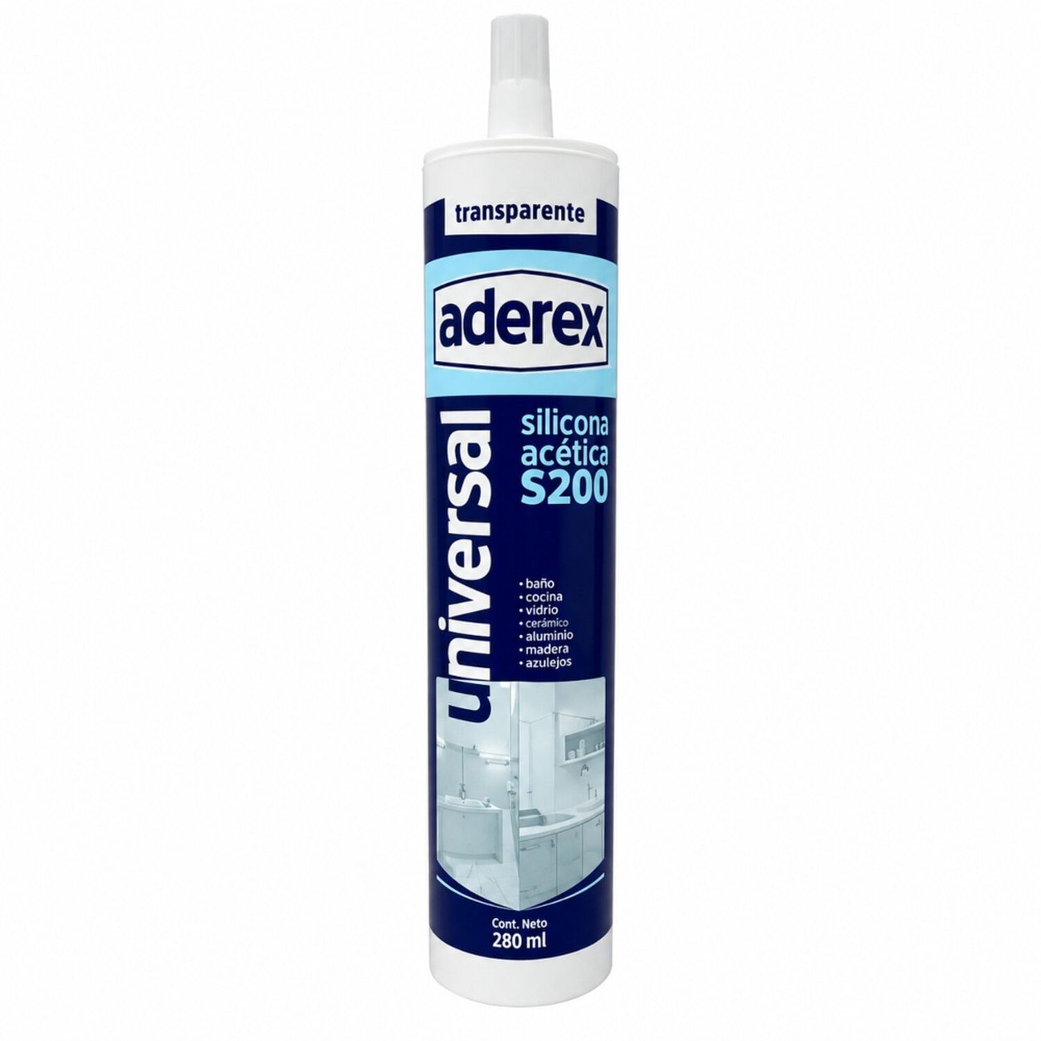 Silicona Sellador Ba&ntilde;o Y Cocina Antihongo Transparente Interior Y Exterior Aderex 280ml image number 0.0