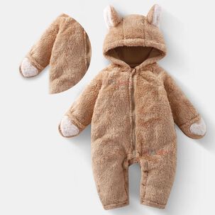 Enterito Osito Polar Con Capucha Marron Beb&eacute;