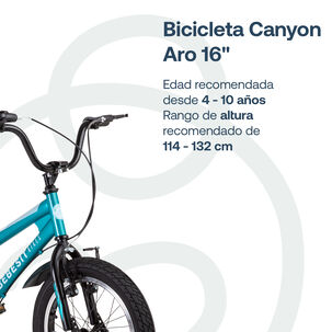 Bicicleta Canyon 16" Verde Cubre Cadena Niños 4-10 Años