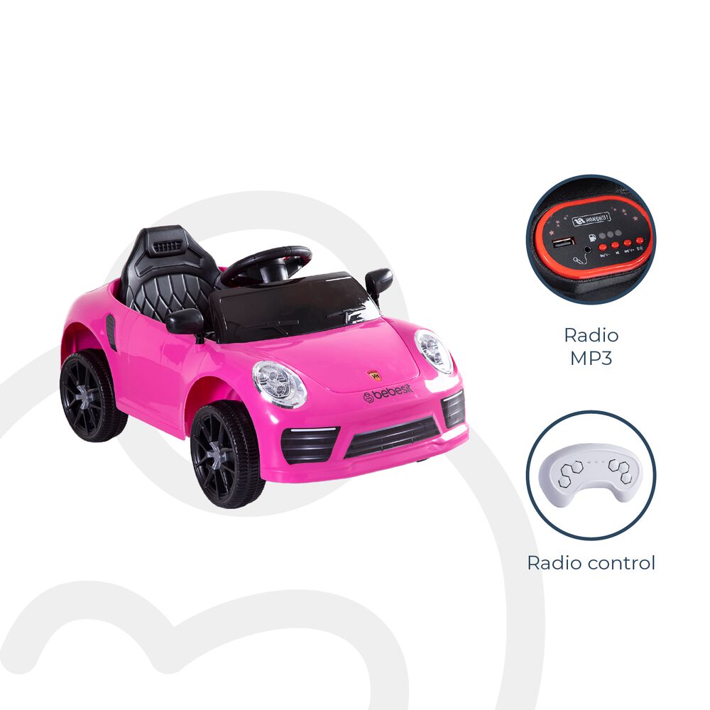 Auto Deportivo El&eacute;ctrico Race Rosa Bebesit image number 6.0