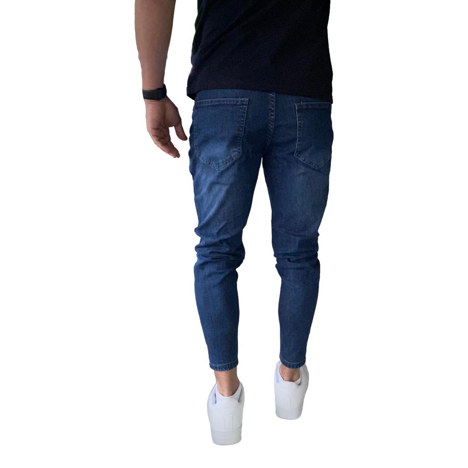 Jeans Destroyed S&uacute;per Slim Fit Azul Oscuro image number 5.0