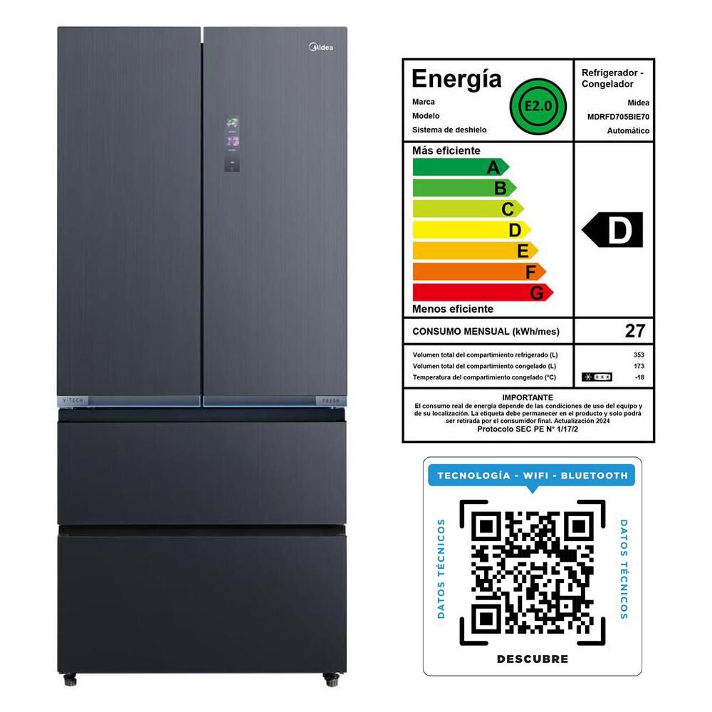 Refrigerador PERFECT FIT French Door Midea MDRFD705BIE70 / No Frost / 526 Litros / D image number 11.0