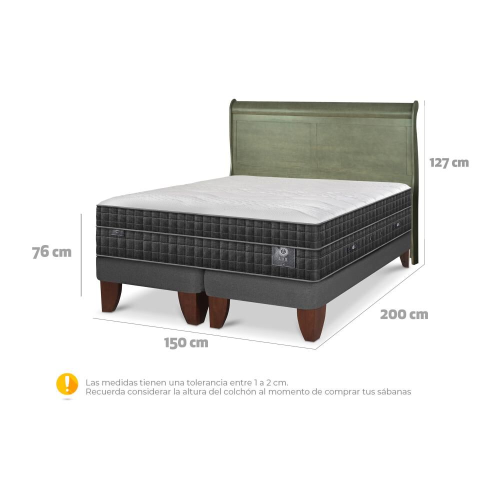 Cama Europea Cic Lux / 2 Plazas / Base Dividida + Respaldo image number 5.0