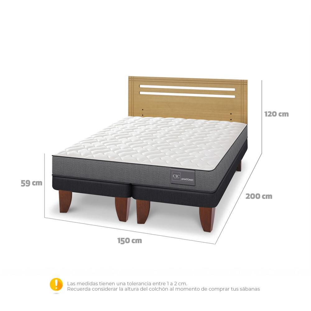 Cama Europea Cic Anatomic / 2 Plazas / Base Dividida + Respaldo image number 4.0