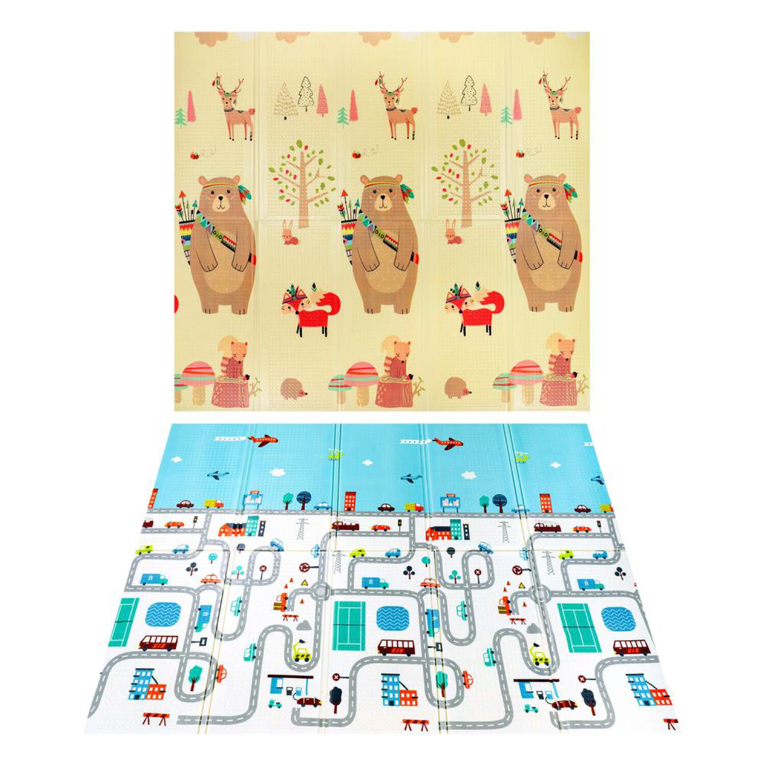 Alfombra Antigolpes Bebesit Infantil Plegable Con Bolso 180X200 Oso Y Ciudad image number 1.0