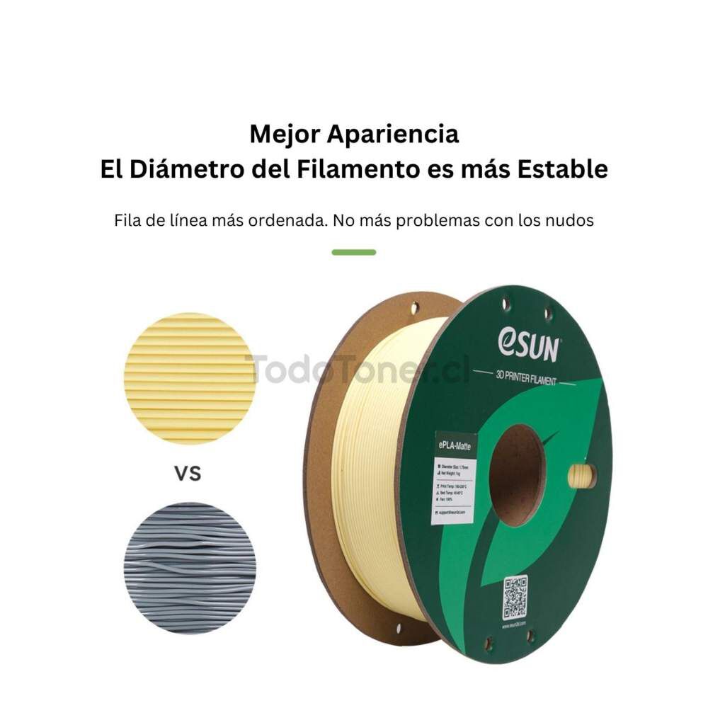 Filamento Pla Mate Amarillo Almendra 1kg Esun image number 6.0
