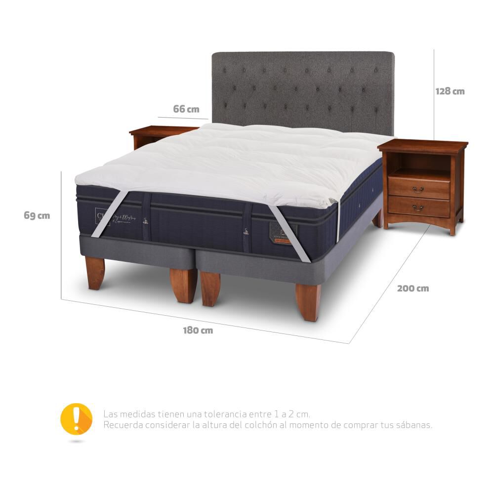 Cama Europea Cic Super Premium / King / Base Dividida + Set De Maderas + Topper image number 4.0