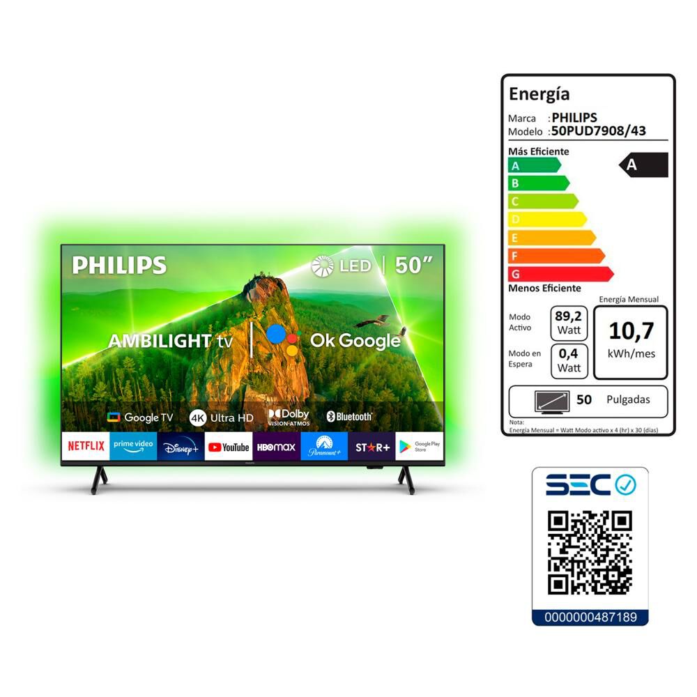 Led 50" Philips 50PUD7908 / Ultra HD 4K / Smart TV Ambilight image number 8.0