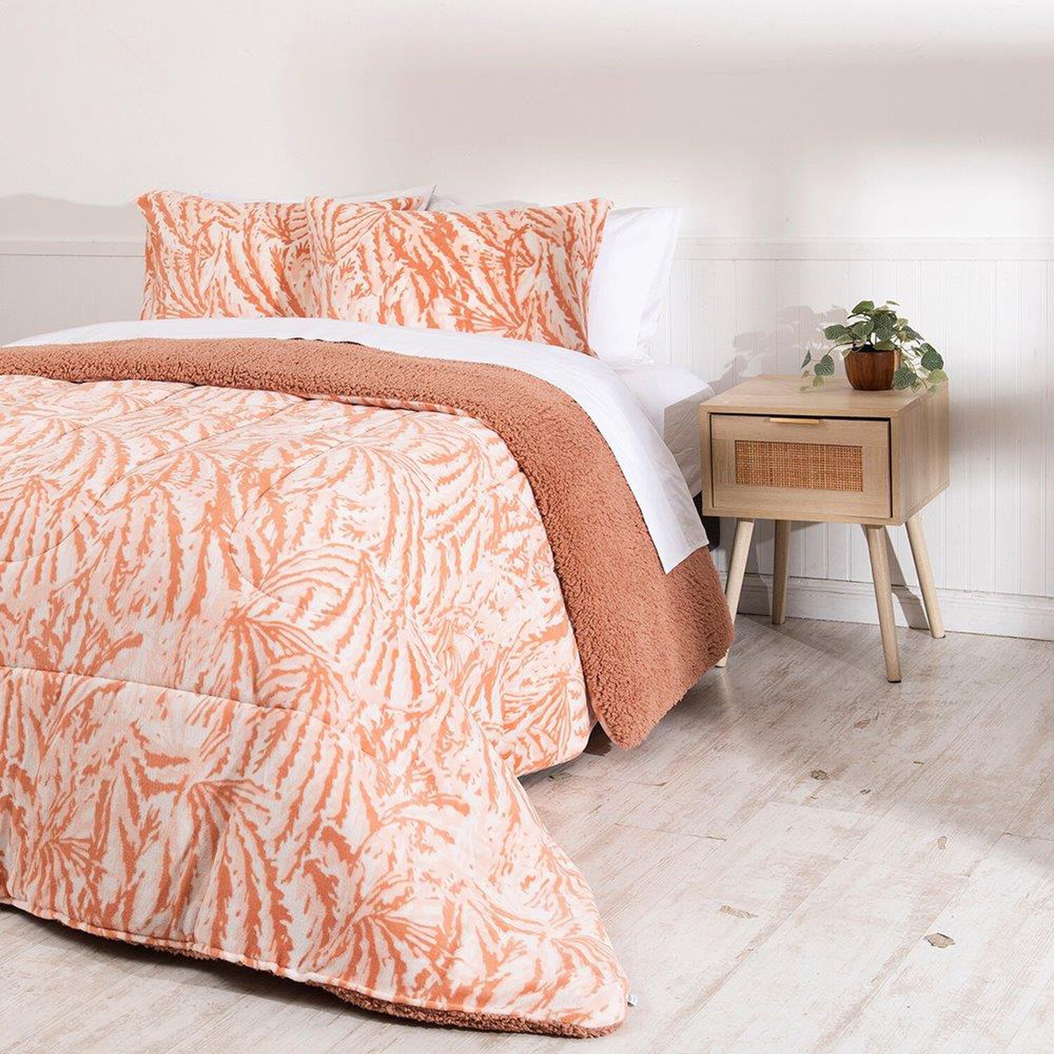 Plumon Coral Estampado Sherpa 2 Plazas Palma image number 2.0