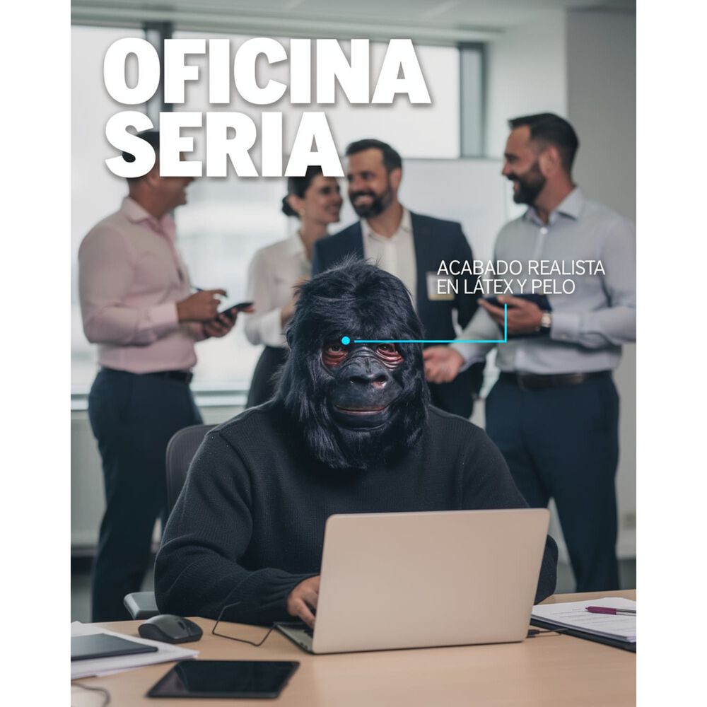 M&aacute;scara L&aacute;tex Gorila Realista Disfraz Adulto Halloween image number 4.0