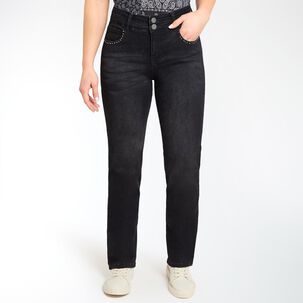 Jeans Brillos Tiro Alto Flare Mujer Geeps
