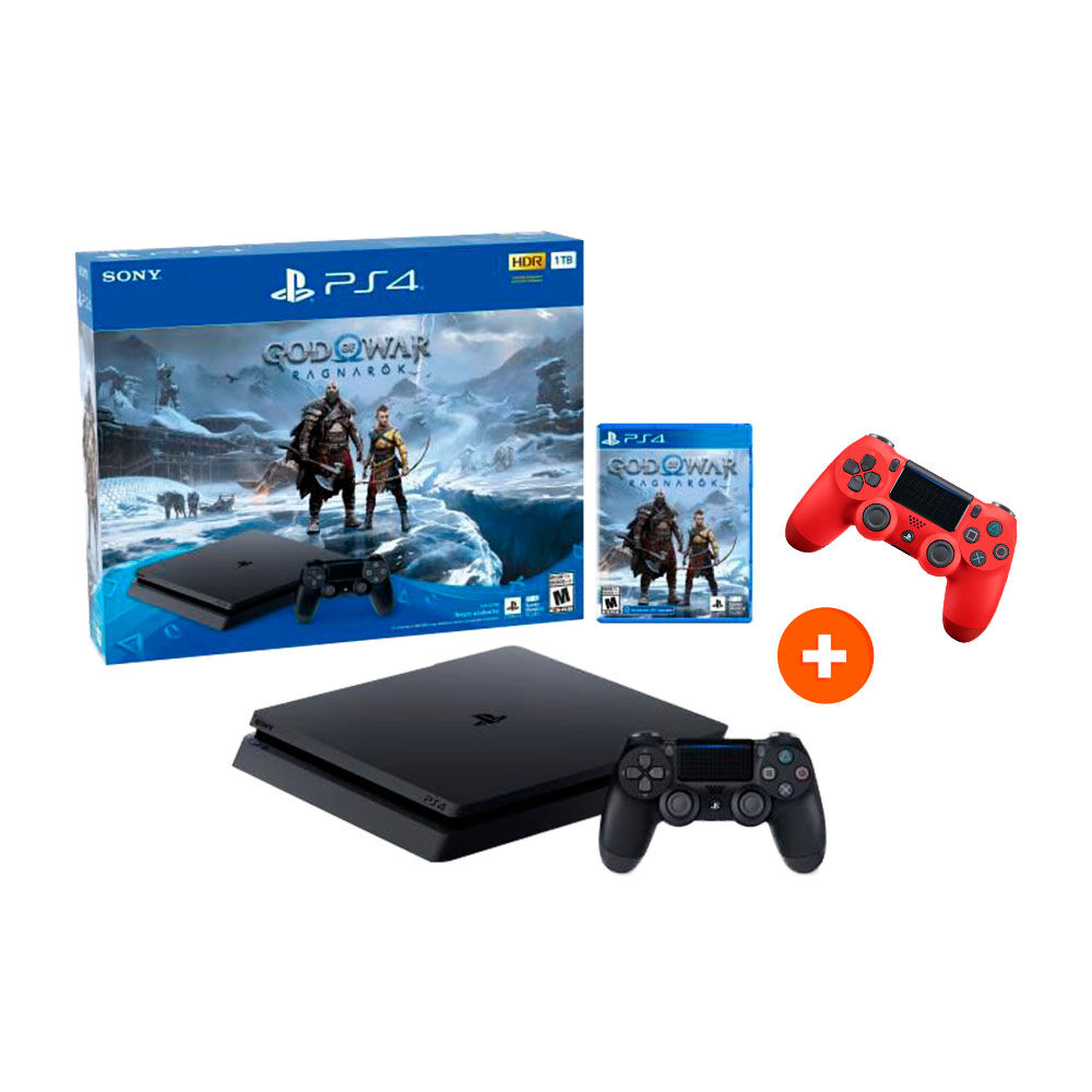 Consola PS4 Sony + Juego God Of War Ragnarok +Control Dualschock Magma Red image number 0.0