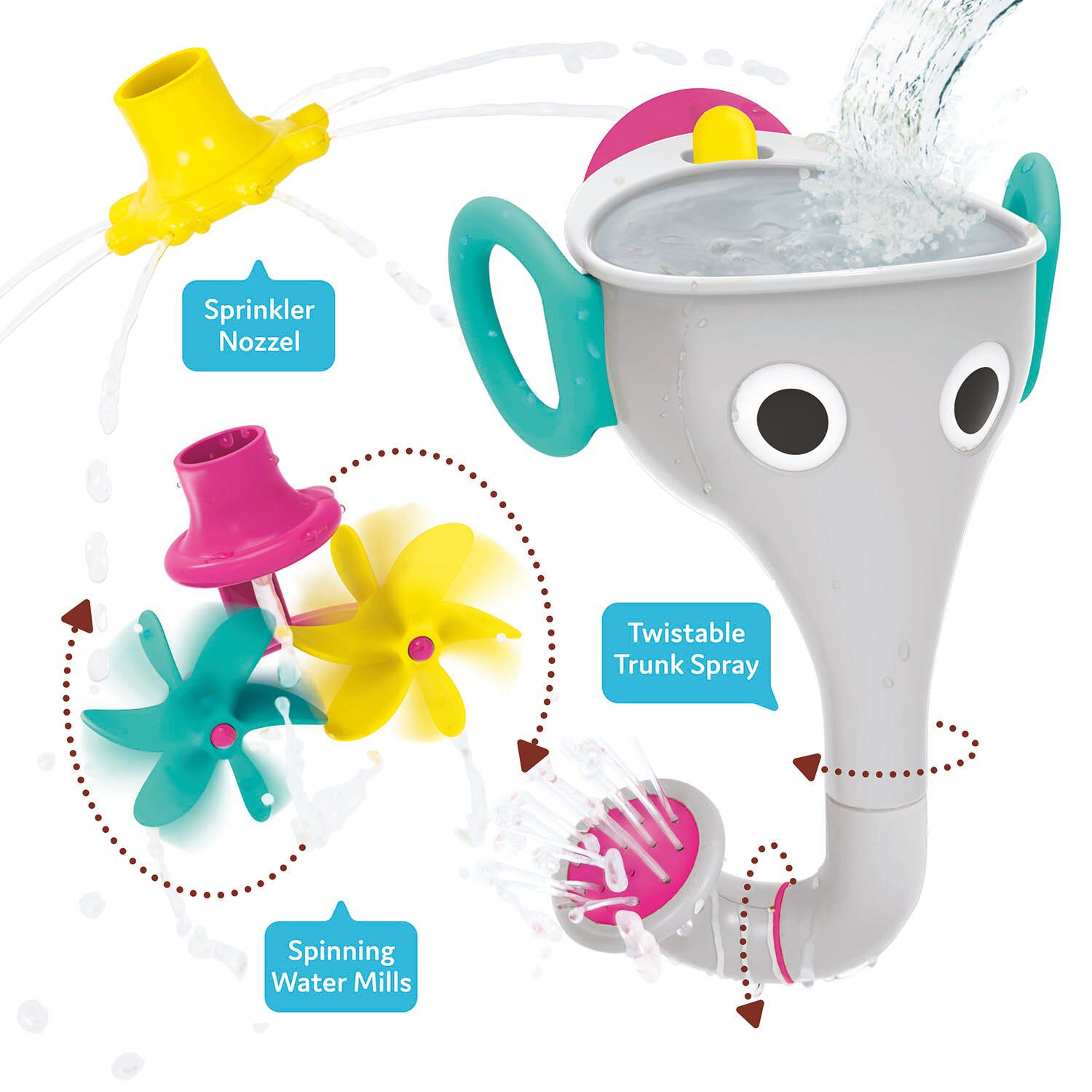 Juego De Ba&ntilde;o Elefante Embudo Gris Infantil Beb&eacute; Ni&ntilde;o Ni&ntilde;a Tina Yookidoo image number 2.0