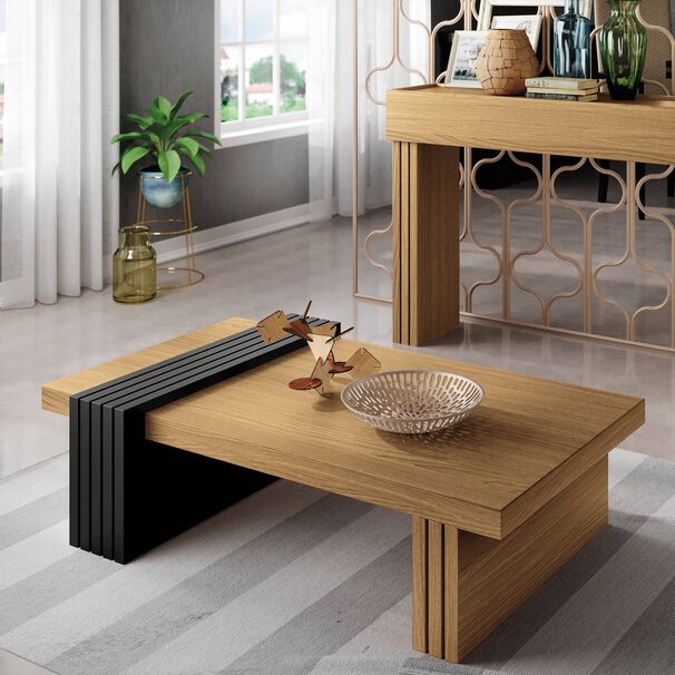 Mesa De Centro Praga Freijo-pretto 107x60x33 Cm
