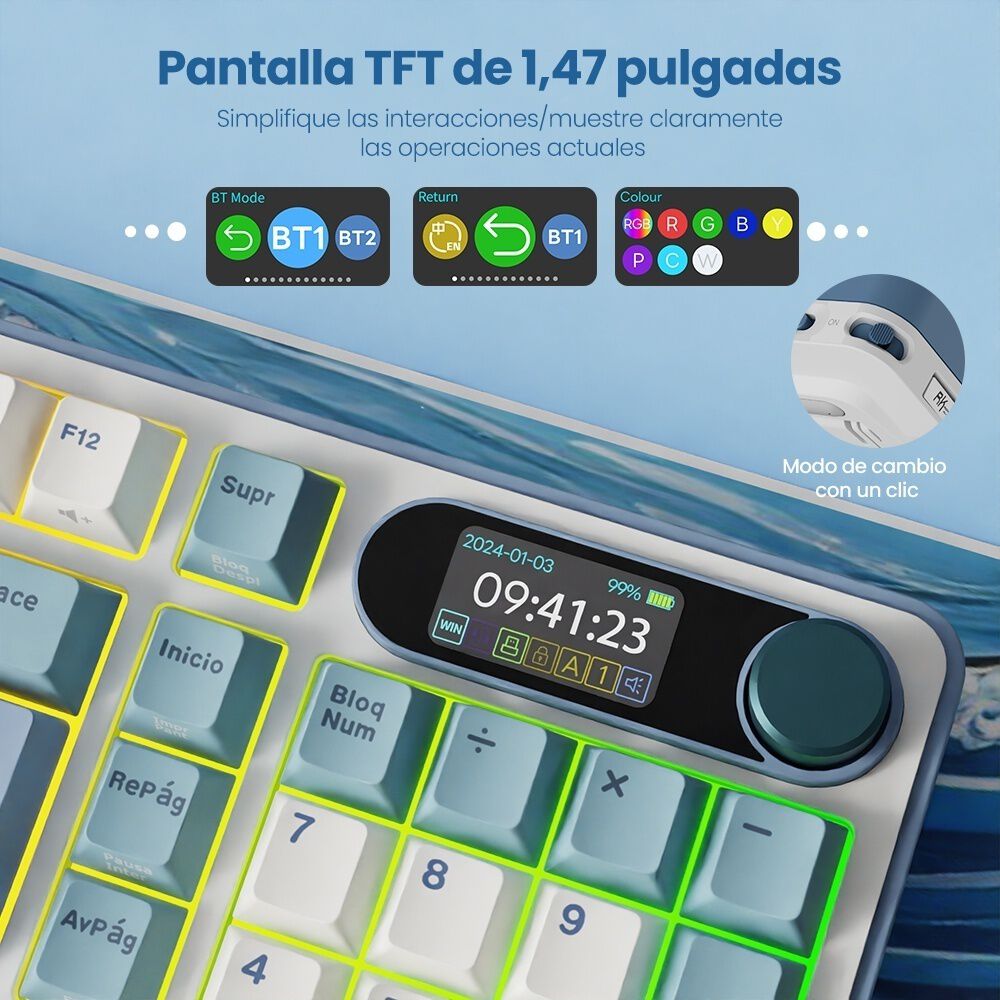 Teclado Mecánico Inalámbrico Rks98 Light Cloud Español 96% image number 5.0