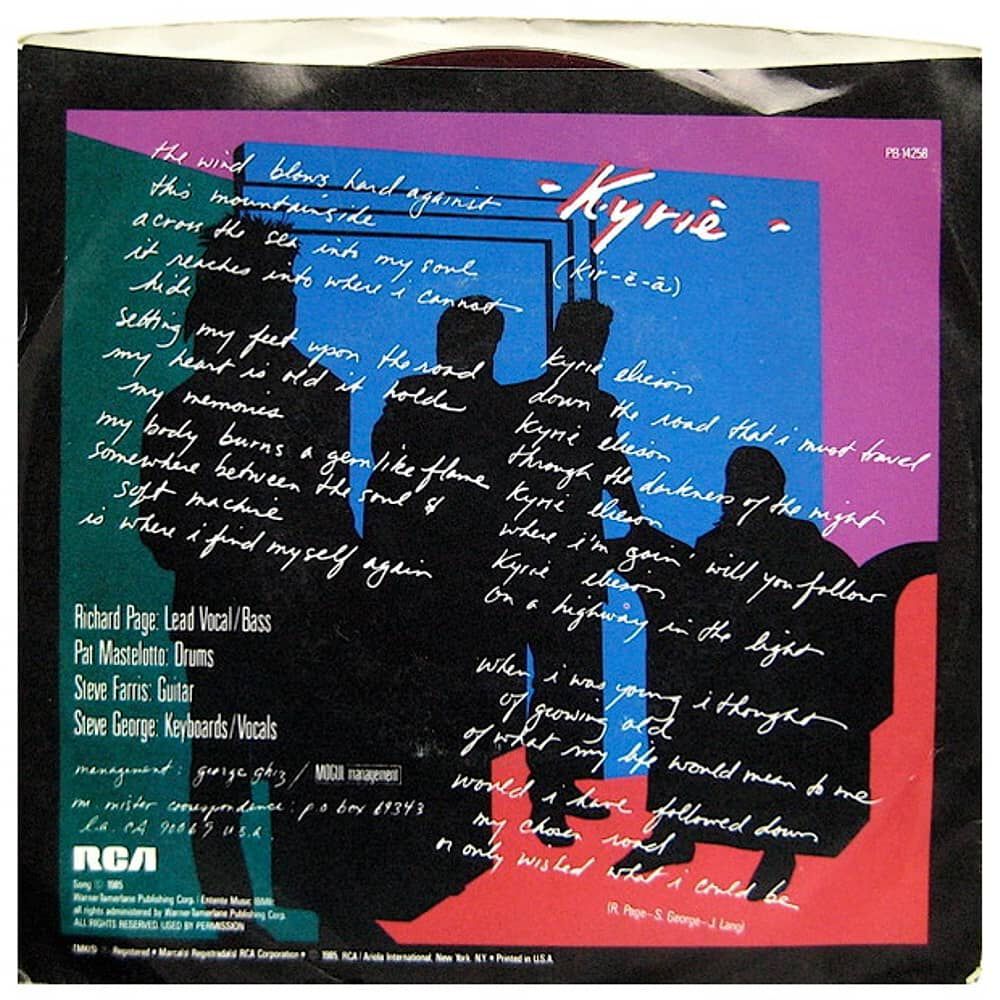 Mr. Mister - Kyrie | 7" Single Usado image number 1.0