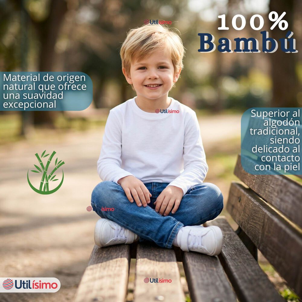 Polera Camiseta Bamb&uacute; Cuello Redondo Primera Capa Manga Larga Colores Surtido Ni&ntilde;o image number 3.0