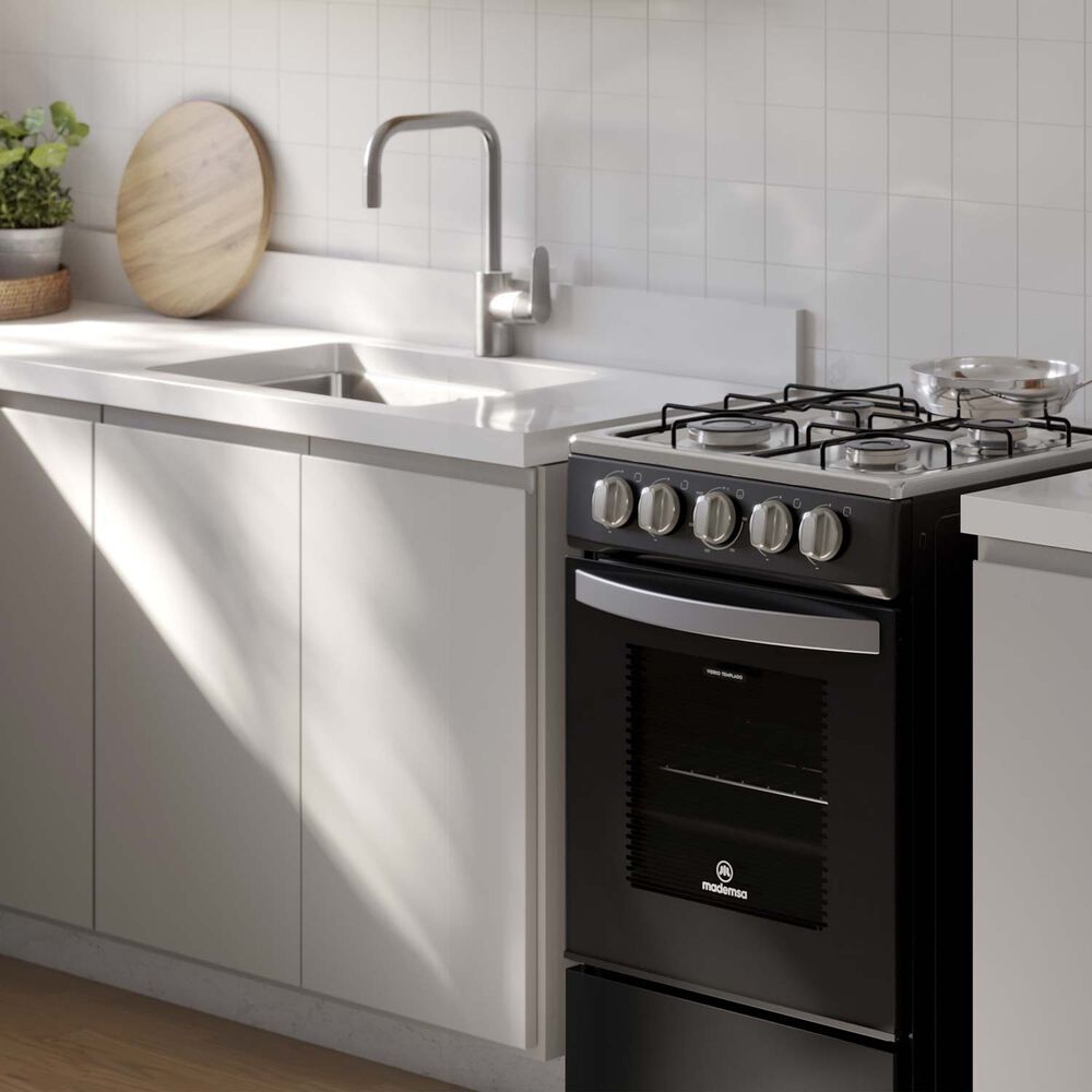 Cocina A Gas 4 Platos Mademsa Limpiaf&aacute;cil Fm4ip Negra image number 4.0