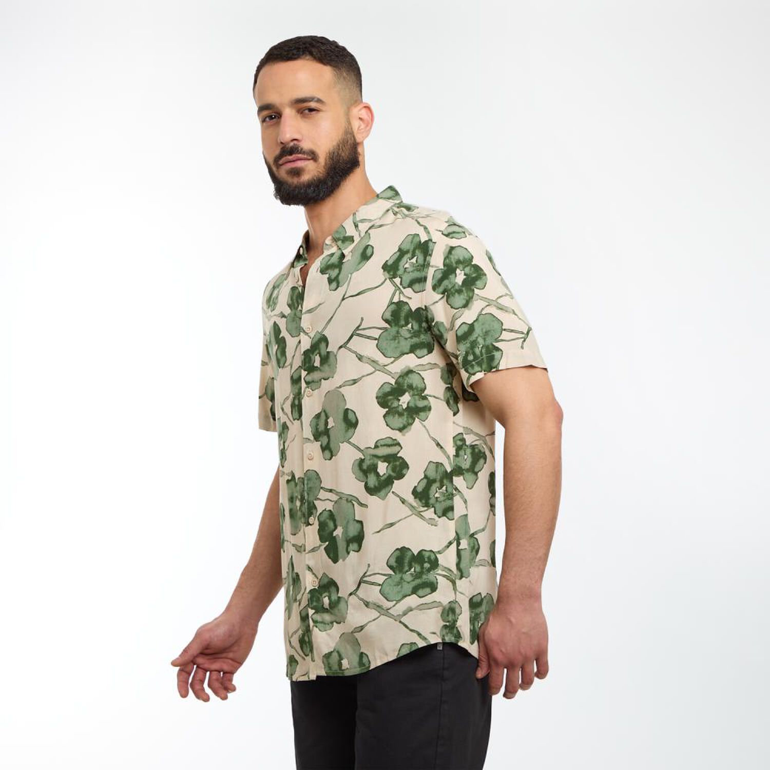Camisa Slim Fit Manga Corta Hombre Az Black image number 2.0