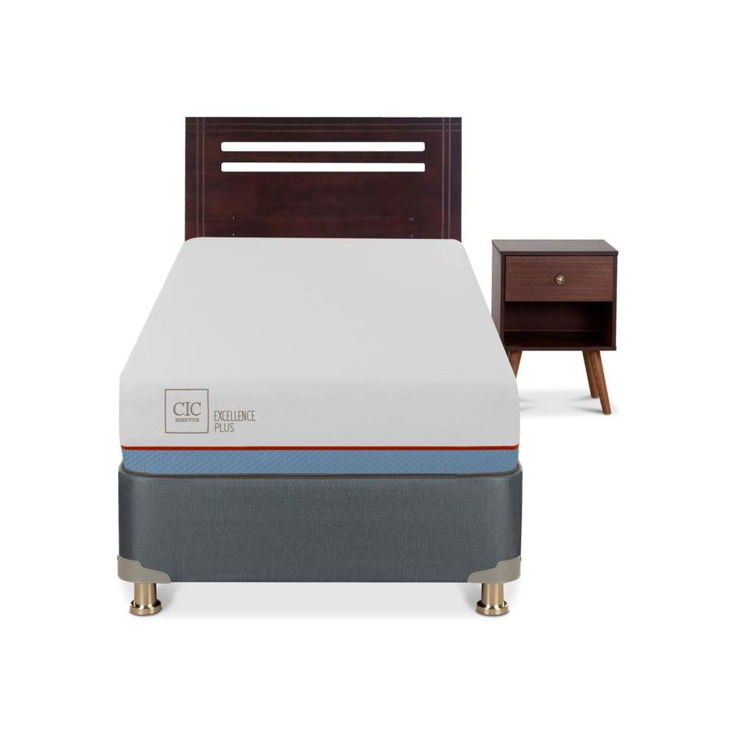 Cama Americana Cic Excellence Plus / 1 Plaza / Base Normal + Set De Maderas image number 0.0