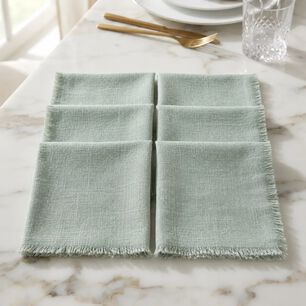 Set De 6 Servilletas De Lino Verde Agua 41x41 Cm