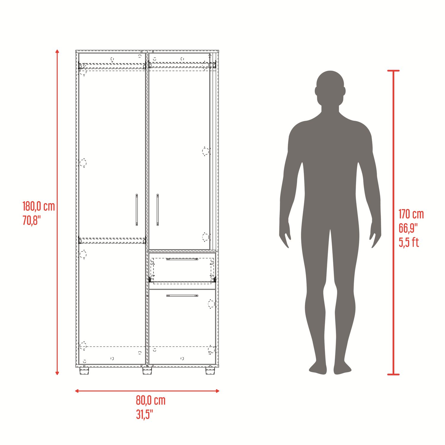 Closet 3 Puertas Y1 Cajon 180x80x52 Cm Caf&eacute; Claro image number 8.0
