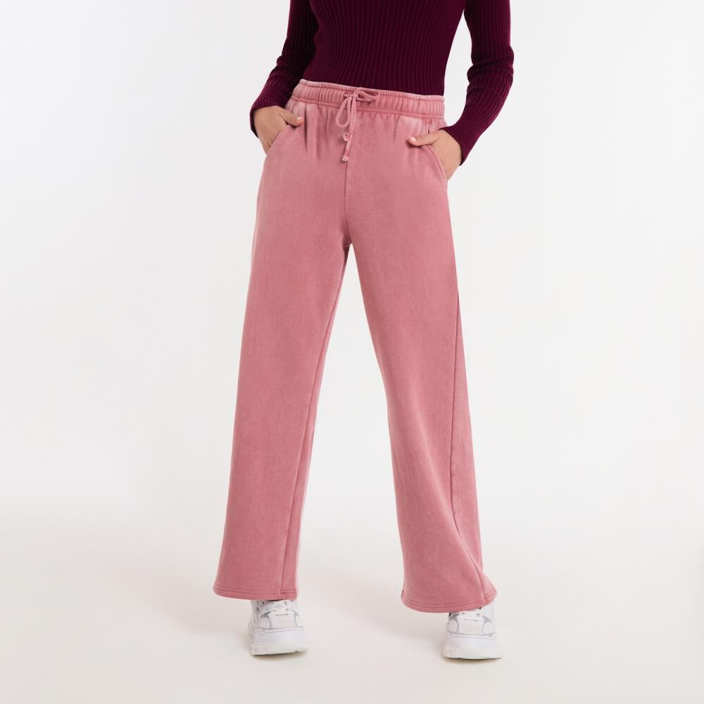 Pantalón De Buzo Lavado Tiro Medio Regular Mujer Rolly Go image number 0.0