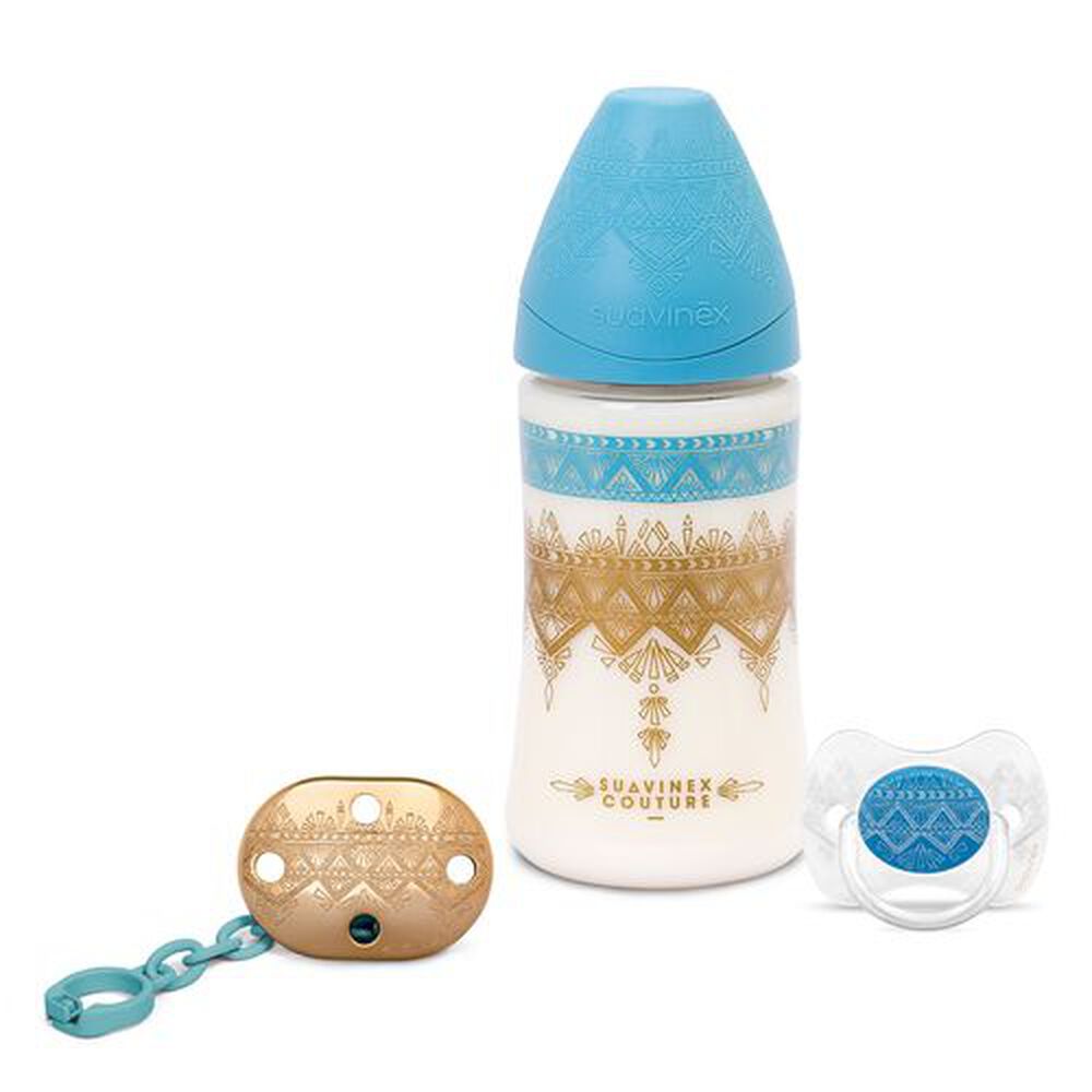 Set Chupete+mamadera+broche Premium 0/4m Niño image number 0.0