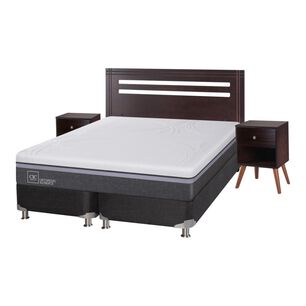 Box Spring Cic Ortopedic / 2 Plazas / Base Dividida + Set De Maderas