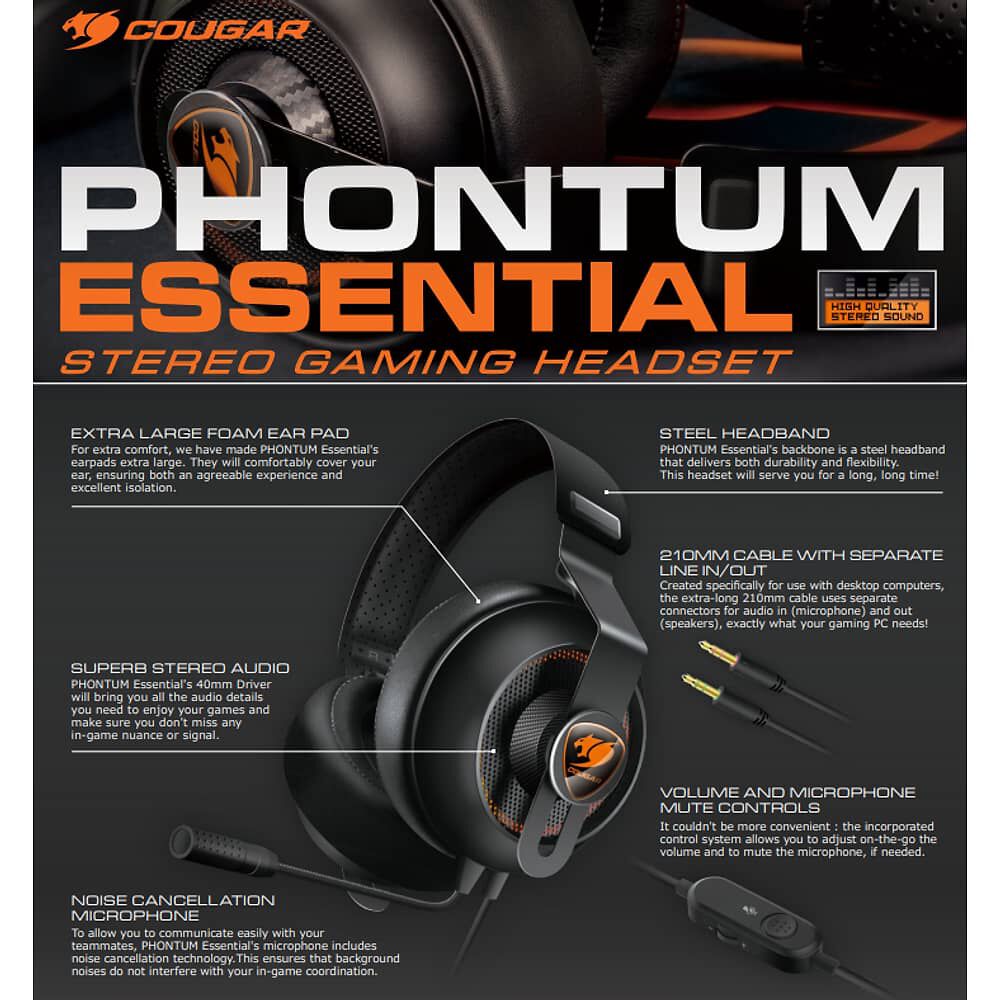 Audifonos Cougar Phontum Essential Black Multiplataformas image number 6.0