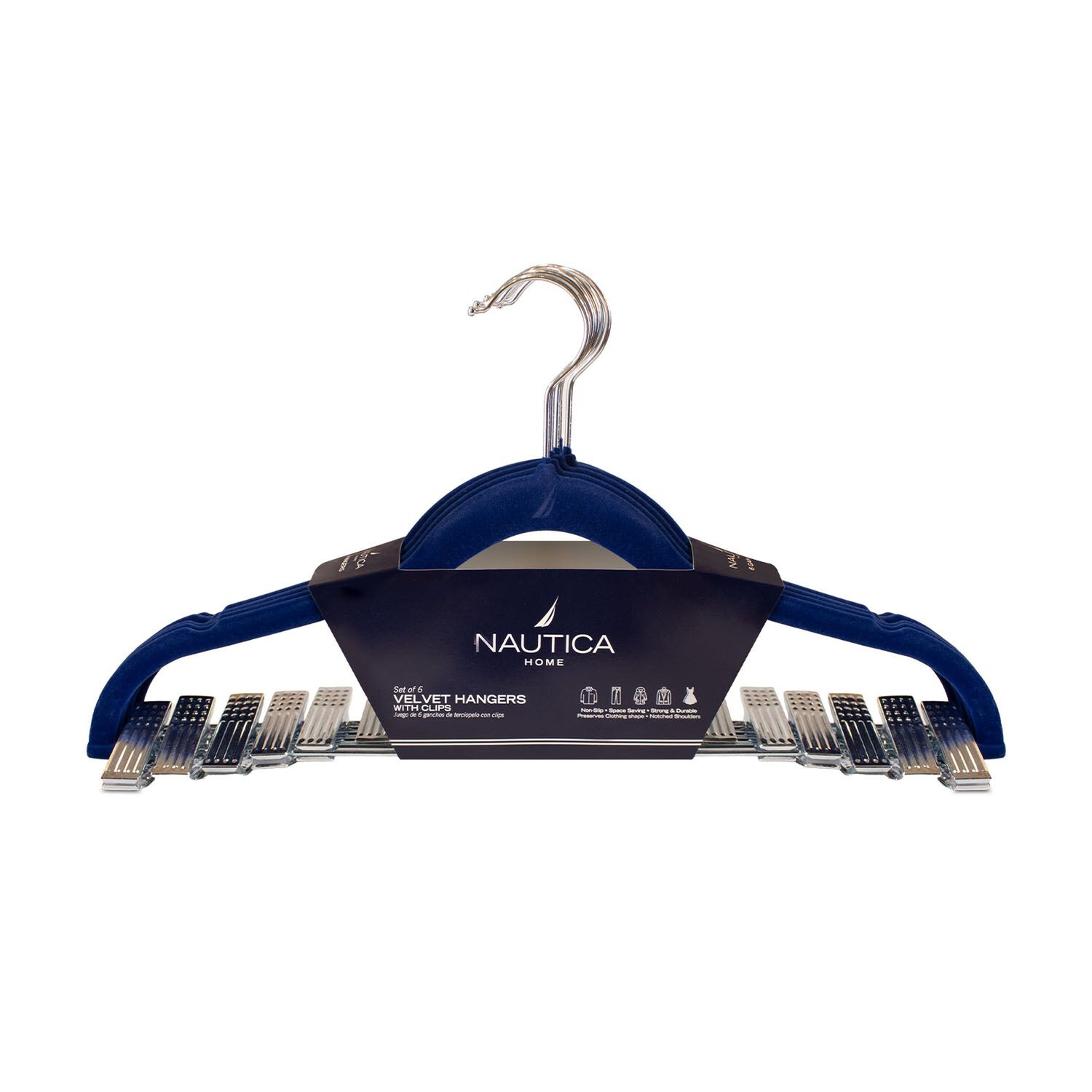 Colgadores De Ropa Con Clip Pack 6 Azul Antideslizantes Nautica Home image number 4.0