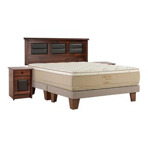 Cama Europea Celta Cotton Organic / 2 Plazas / Base Dividida + Set De Maderas