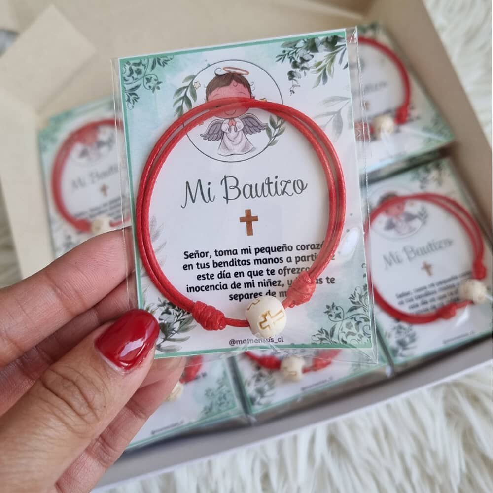 Recuerdos Encintados Bautismo Bautizo 12 Hilo Rojo + Tarjeta image number 2.0