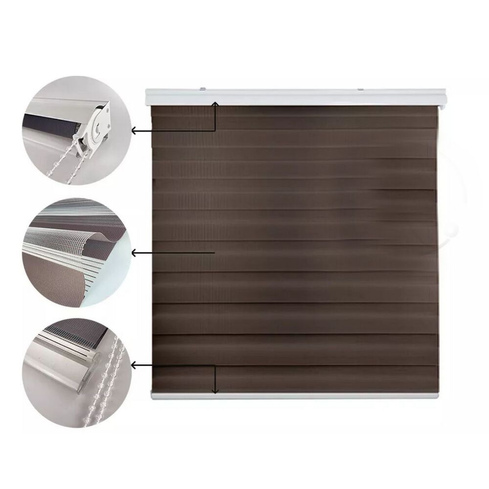 Cortina Roller D&uacute;o Zebra D&iacute;a Noche Caf&eacute; Oscuro 120 X 200 Cm image number 5.0