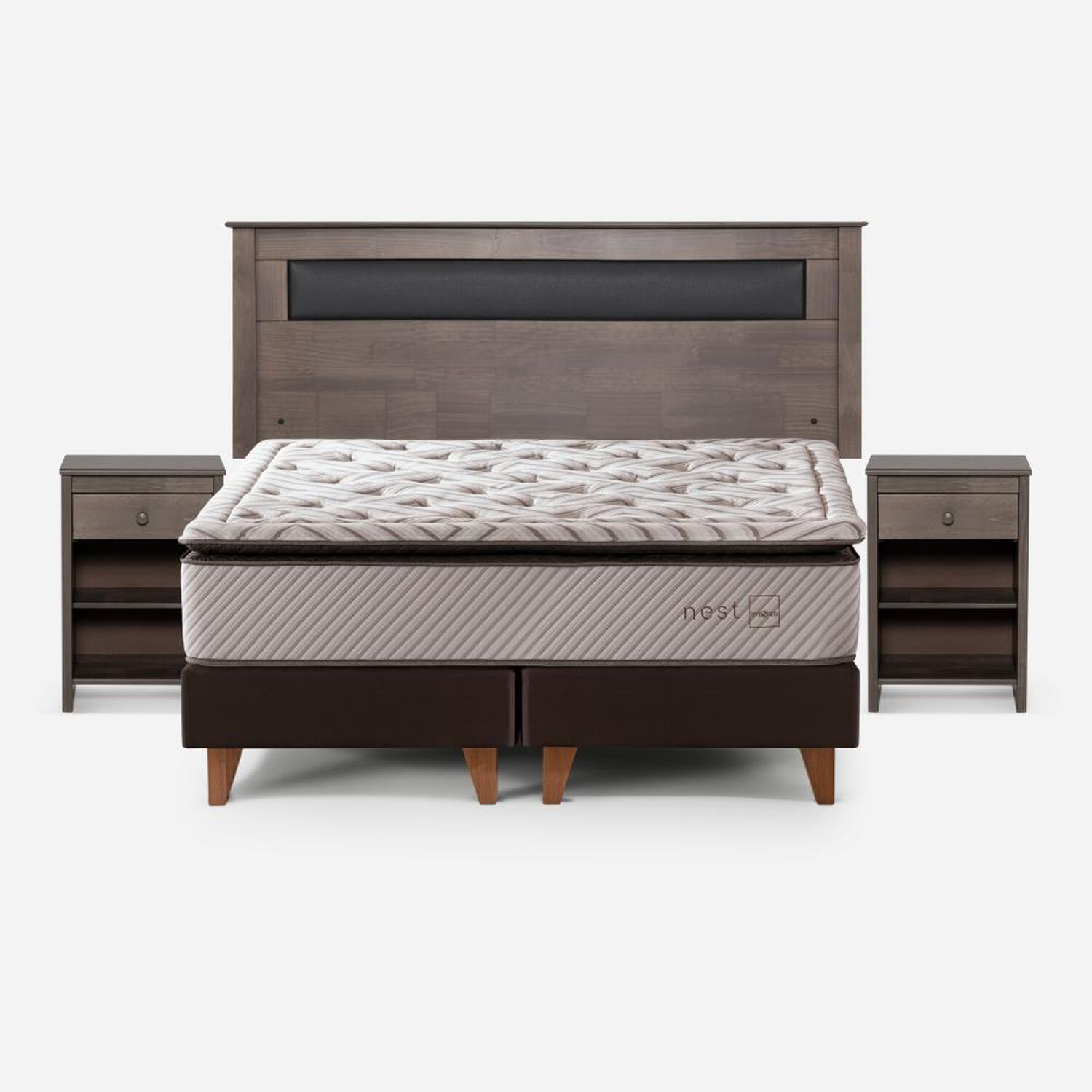 Cama Europea Rosen Nest / 2 Plazas / Base Dividida + Set De Maderas image number 0.0