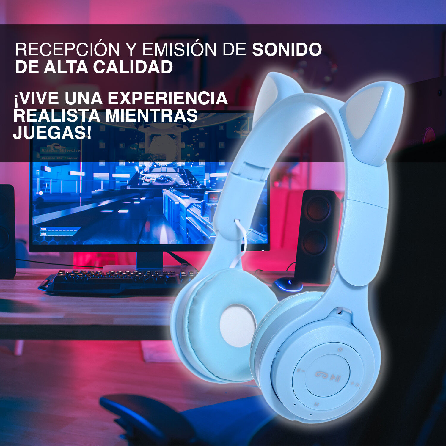 Aud&iacute;fonos Headphones Y08m Celeste image number 1.0