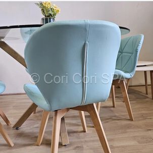 Comedor Mesa Warwick 120 + 4 Sillas Mariposa Wood Menta