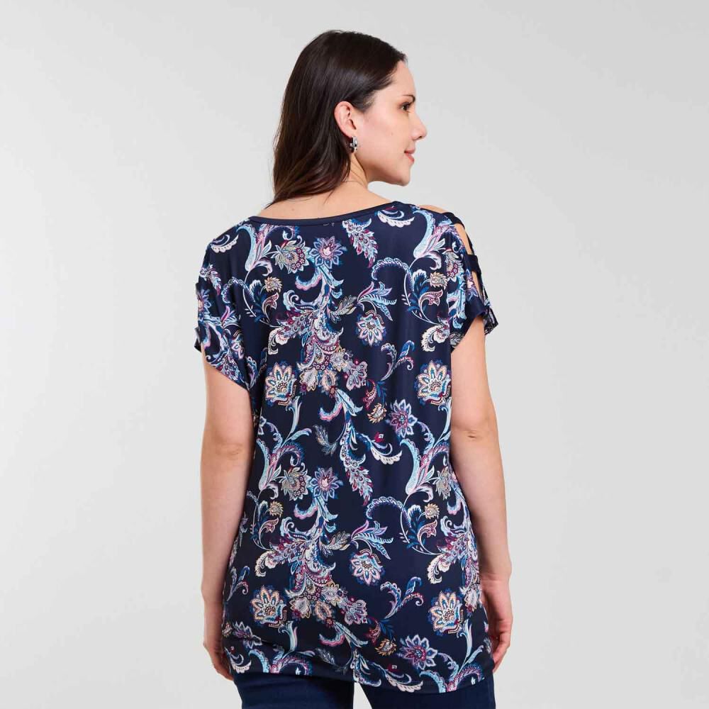 Polera Full Print Manga Corta Cuello Redondo Mujer Sexy Large image number 3.0