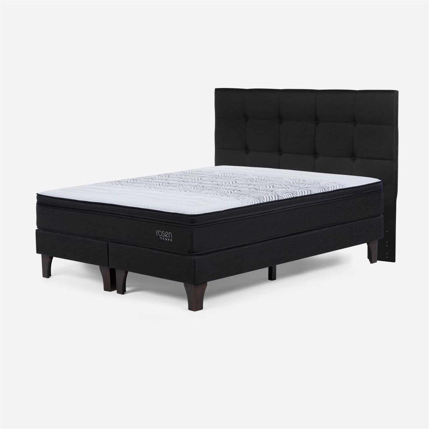 Cama Europea Rosen Tempo / 2 Plazas / Base Dividida + Respaldo Issey + C&oacute;moda Baker Grafito image number 1.0