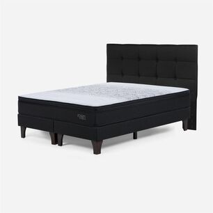 Cama Europea Rosen Tempo / 2 Plazas / Base Dividida + Respaldo Issey + C&oacute;moda Baker Grafito