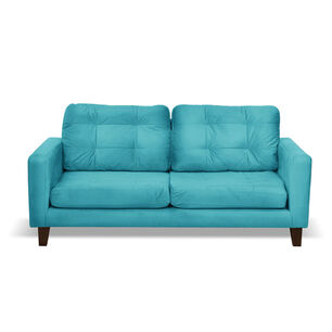 Sofa Napoles 3 Cuerpos Tela Velvet Turquesa