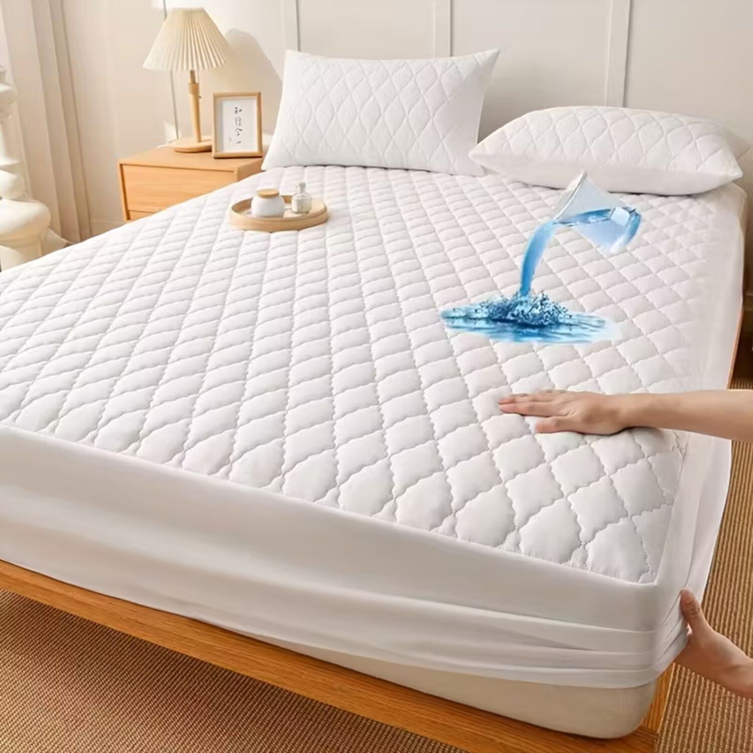 Cubrecolch&oacute;n Impermeable 2p + 02 Fundas De Almohada Blanco image number 2.0