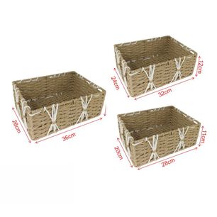 Set De 3 Cestas De Almacenamiento Tejidas A Mano