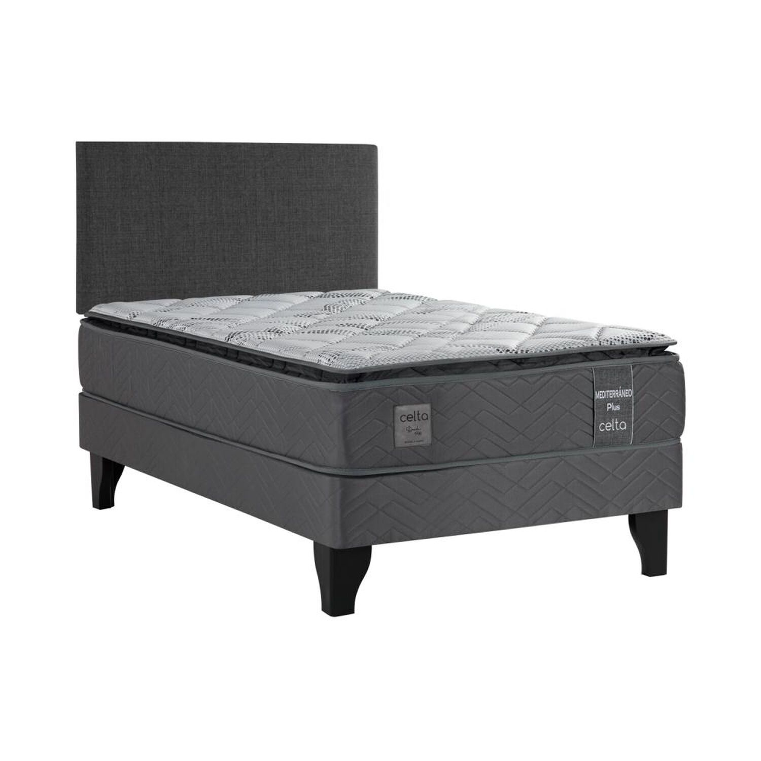 Cama Europea Celta Mediterr&aacute;neo / 1.5 Plazas / Base Normal + Respaldo image number 0.0