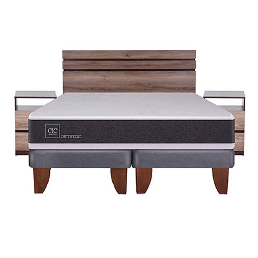 Cama Europea Cic New Ortopedic / 2 Plazas / Base Dividida + Set De Maderas image number 5.0