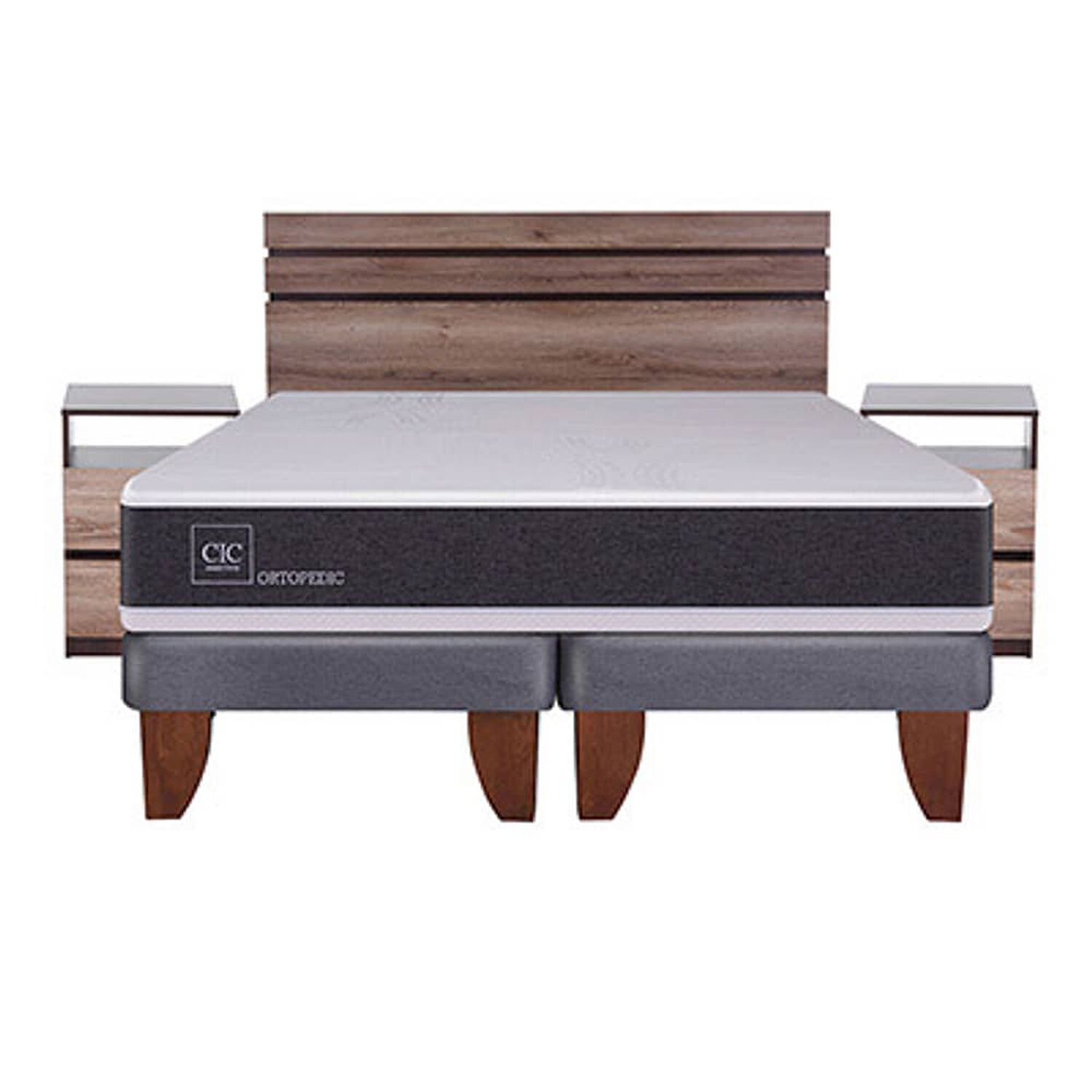 Cama Europea Cic New Ortopedic / 2 Plazas / Base Dividida + Set De Maderas image number 5.0