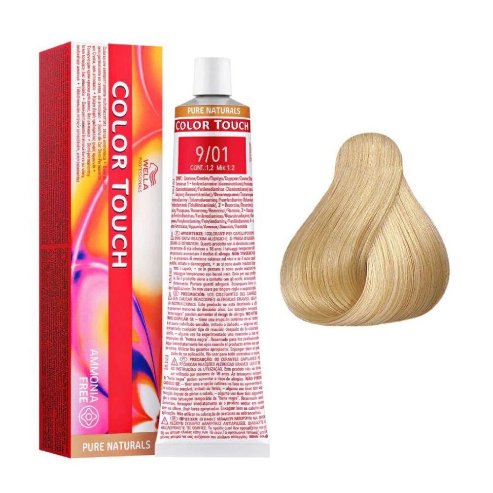 Tinte Para Cabello Wella Color Touch 9/01 Rubio Extra Claro Natural Ceniza 60ml image number 4.0