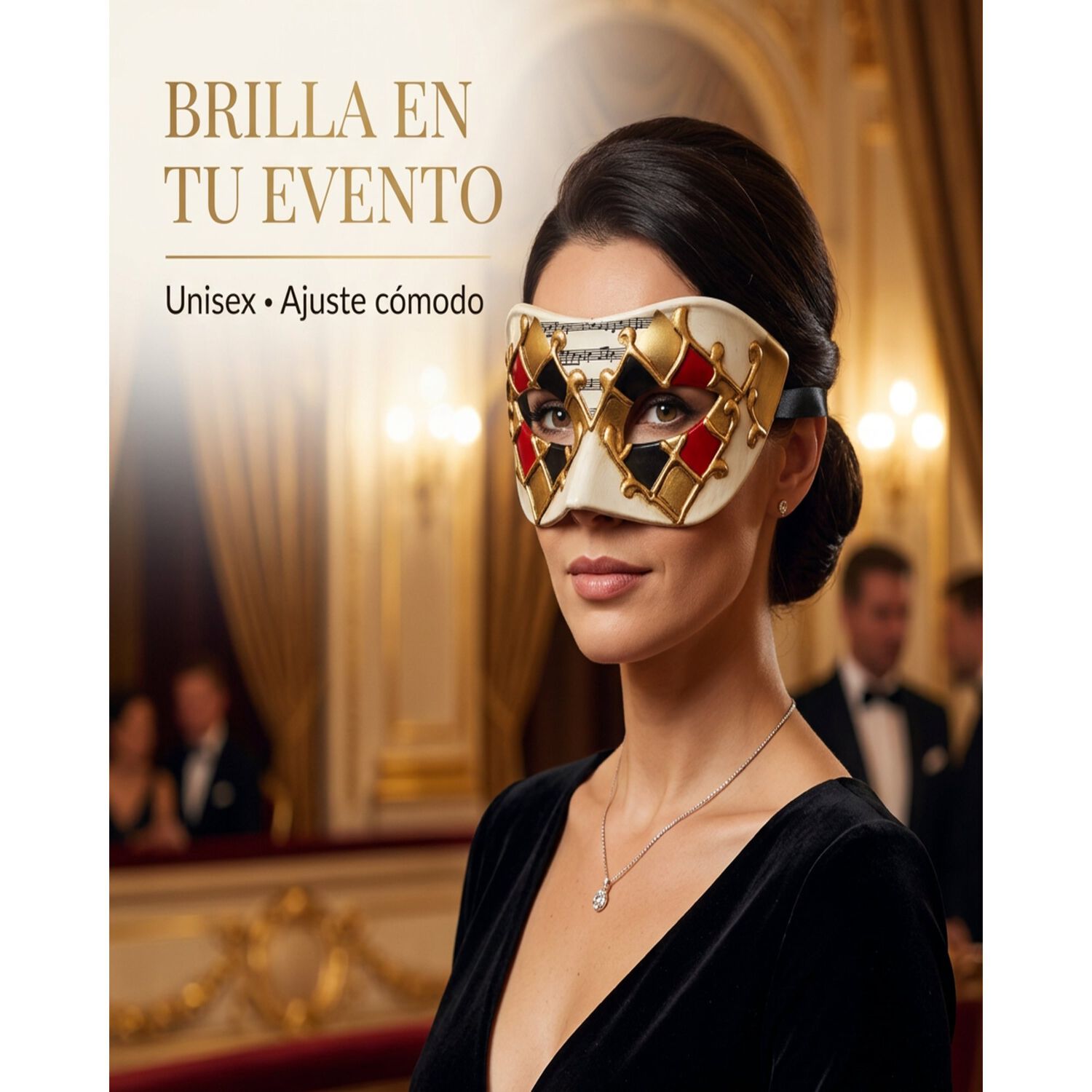 M&aacute;scara Veneciana Sexy Arlequ&iacute;n Para Fiesta Mascarada Unisex image number 6.0