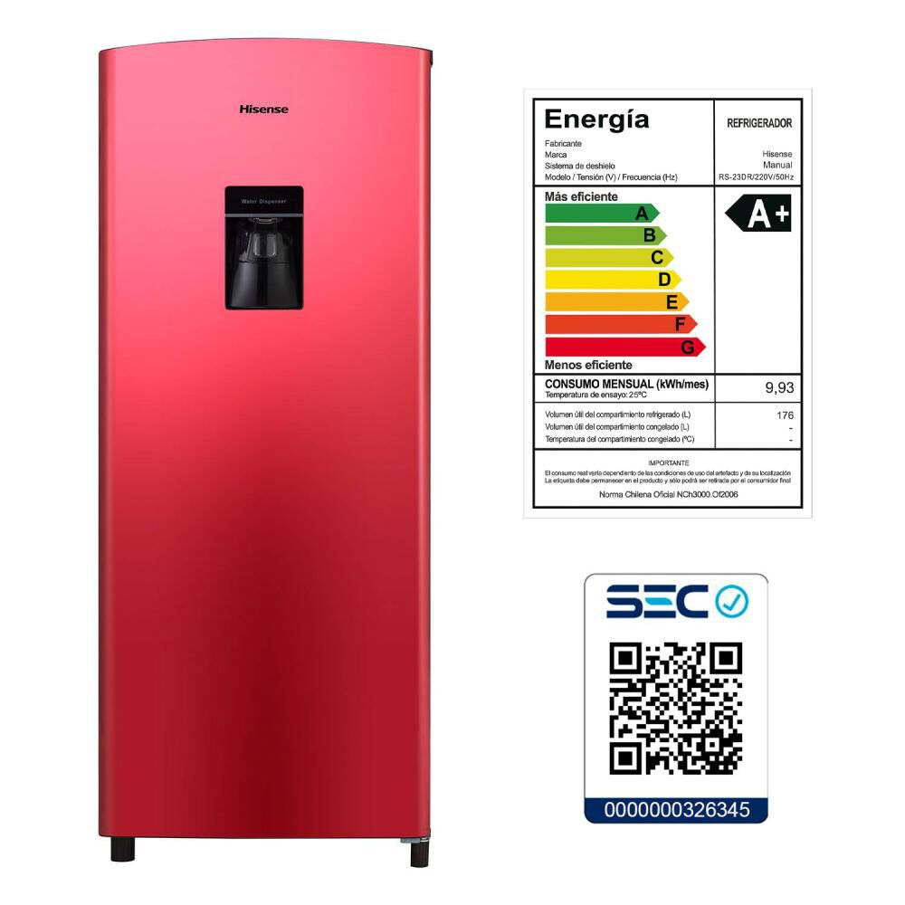 Refrigerador Monopuerta Hisense RS-23DR / Frío Directo / 176 Litros / A+ image number 9.0